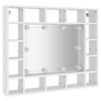 Miniatyr av produktbild för Spegelskåp med LED vit 91x15x76,5 cm