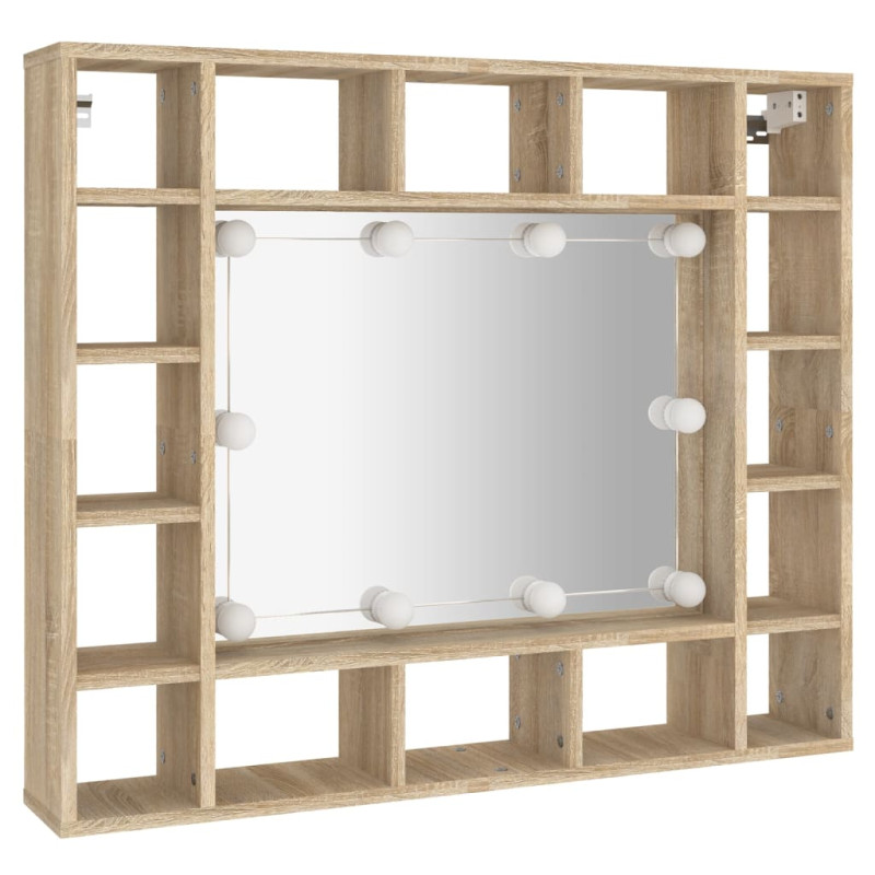 Produktbild för Spegelskåp med LED sonoma-ek 91x15x76,5 cm