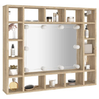 Produktbild för Spegelskåp med LED sonoma-ek 91x15x76,5 cm
