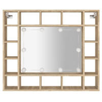 Miniatyr av produktbild för Spegelskåp med LED sonoma-ek 91x15x76,5 cm