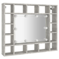 Produktbild för Spegelskåp med LED betonggrå 91x15x76,5 cm