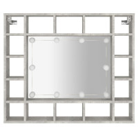 Produktbild för Spegelskåp med LED betonggrå 91x15x76,5 cm
