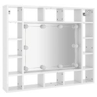 Produktbild för Spegelskåp med LED vit högglans 91x15x76,5 cm