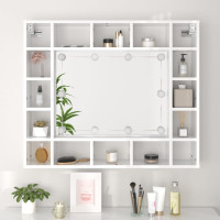 Produktbild för Spegelskåp med LED vit högglans 91x15x76,5 cm