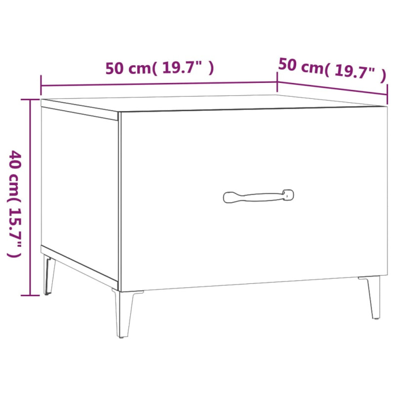 Produktbild för Soffbord med metallben sonoma-ek 50x50x40 cm