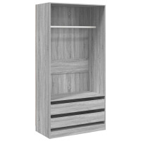 Produktbild för Garderob grå sonoma 100x50x200 cm konstruerat trä