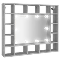 Miniatyr av produktbild för Spegelskåp med LED grå sonoma 91x15x76,5 cm