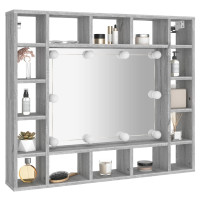 Miniatyr av produktbild för Spegelskåp med LED grå sonoma 91x15x76,5 cm