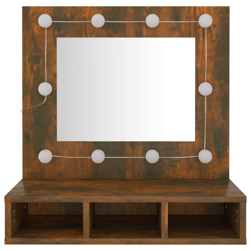 Produktbild för Spegelskåp med LED rökfärgad ek 60x31,5x62 cm