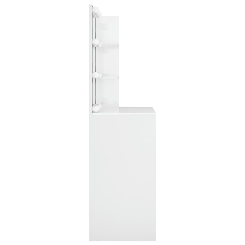 Produktbild för Sminkbord med LED vit högglans 74,5x40x141 cm