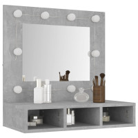 Miniatyr av produktbild för Spegelskåp med LED betonggrå 60x31,5x62 cm