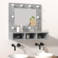 Produktbild för Spegelskåp med LED betonggrå 60x31,5x62 cm