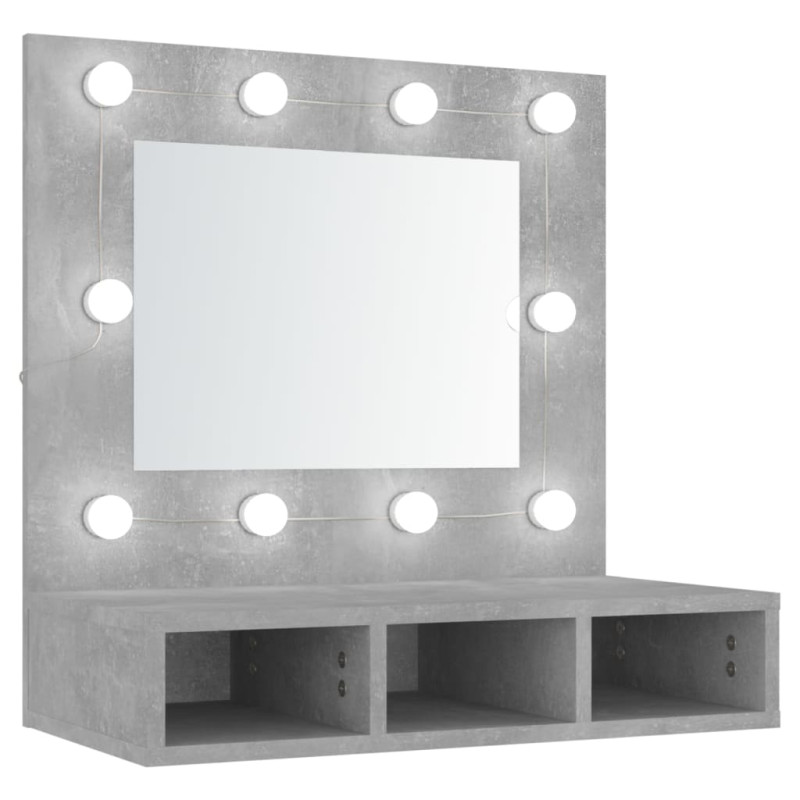 Produktbild för Spegelskåp med LED betonggrå 60x31,5x62 cm
