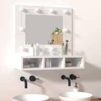Produktbild för Spegelskåp med LED vit högglans 60x31,5x62 cm