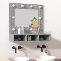 Produktbild för Spegelskåp med LED grå sonoma 60x31,5x62 cm