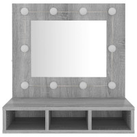 Miniatyr av produktbild för Spegelskåp med LED grå sonoma 60x31,5x62 cm