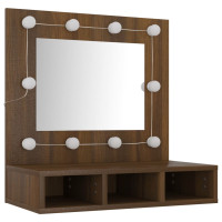 Miniatyr av produktbild för Spegelskåp med LED brun ek 60x31,5x62 cm