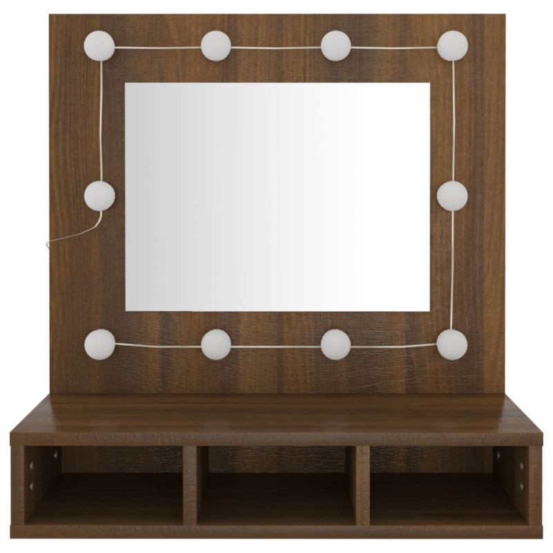 Produktbild för Spegelskåp med LED brun ek 60x31,5x62 cm