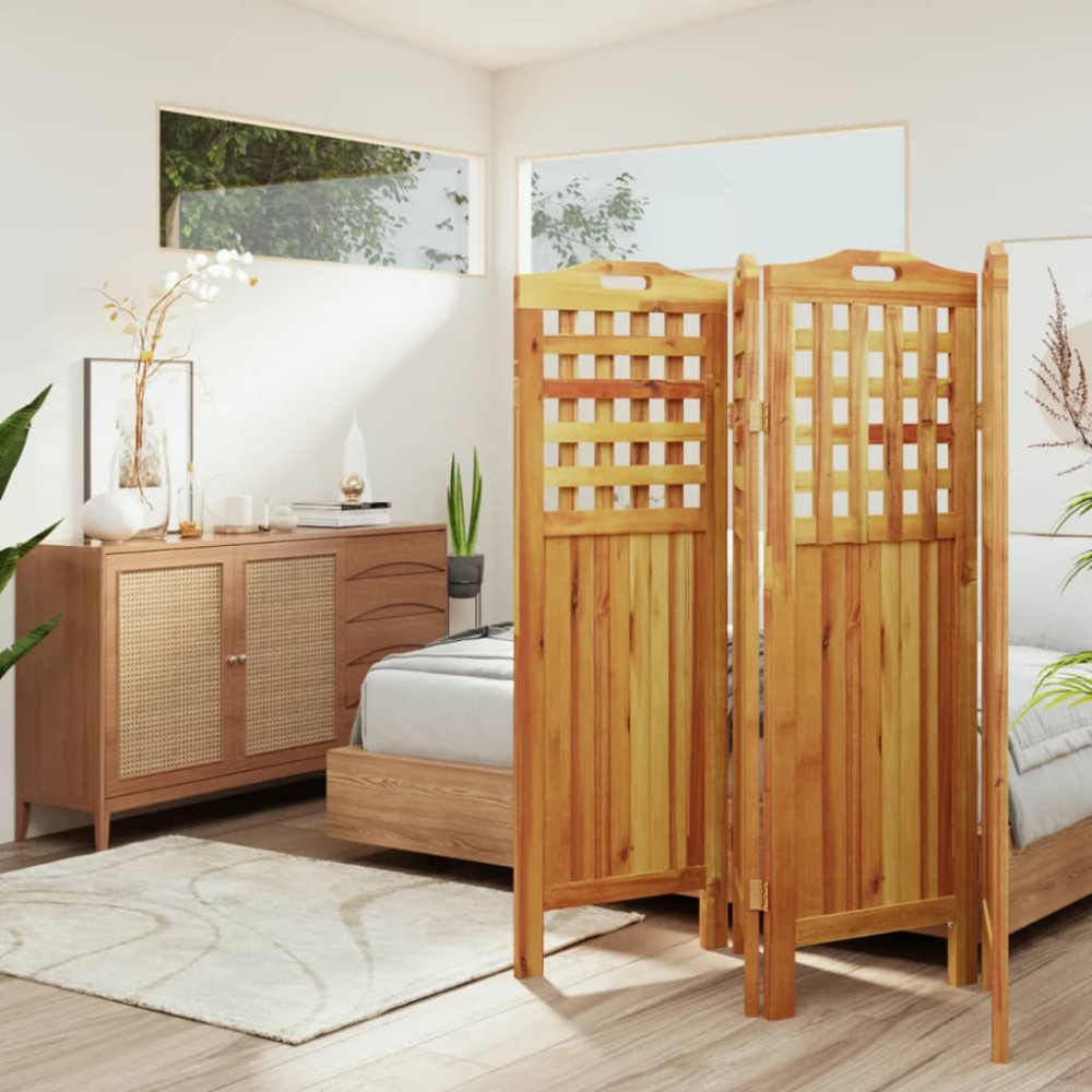 Produktbild för Rumsavdelare 4 paneler 162x2x115 cm massivt akaciaträ