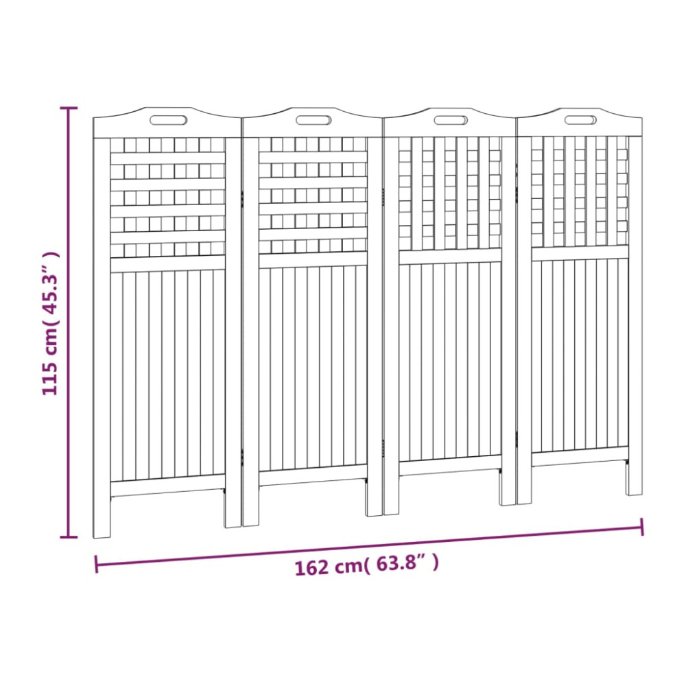 Produktbild för Rumsavdelare 4 paneler 162x2x115 cm massivt akaciaträ