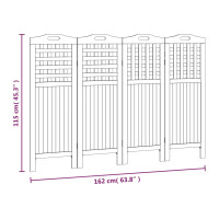 Produktbild för Rumsavdelare 4 paneler 162x2x115 cm massivt akaciaträ