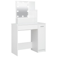 Produktbild för Sminkbord med LED vit 86,5x35x136 cm