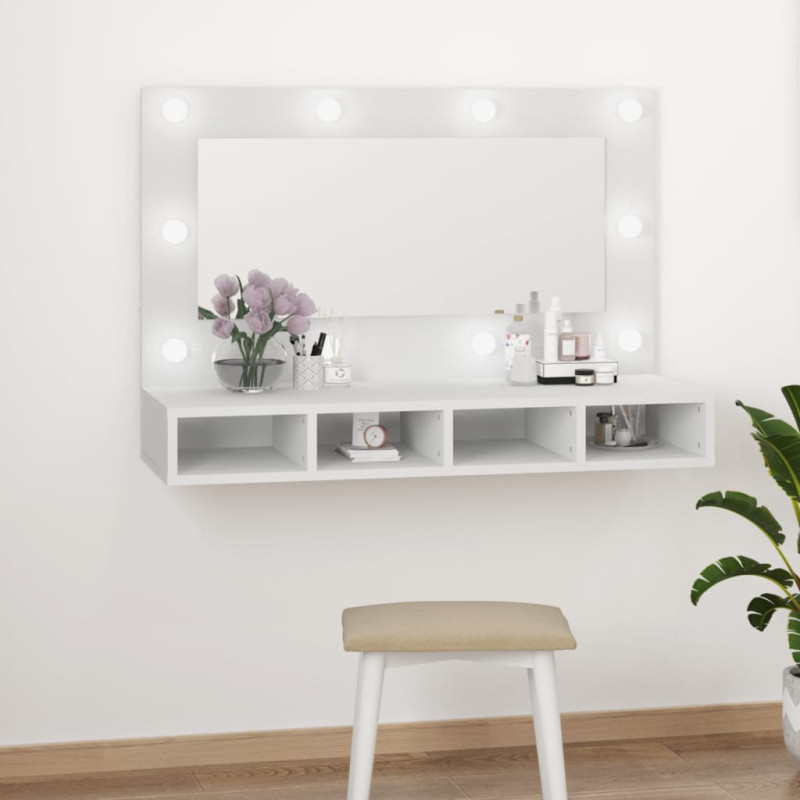 Produktbild för Spegelskåp med LED vit 90x31,5x62 cm