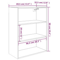 Produktbild för Väggskåp vit 69,5x32,5x90 cm