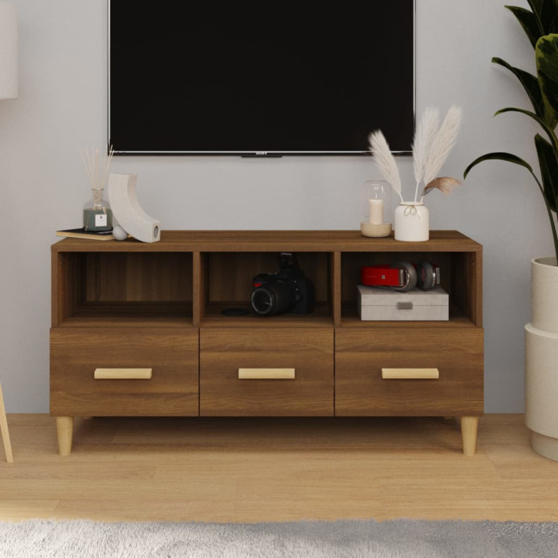 Produktbild för Tv-bänk brun ek 102x36x50 cm konstruerat trä