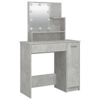 Produktbild för Sminkbord med LED betonggrå 86,5x35x136 cm