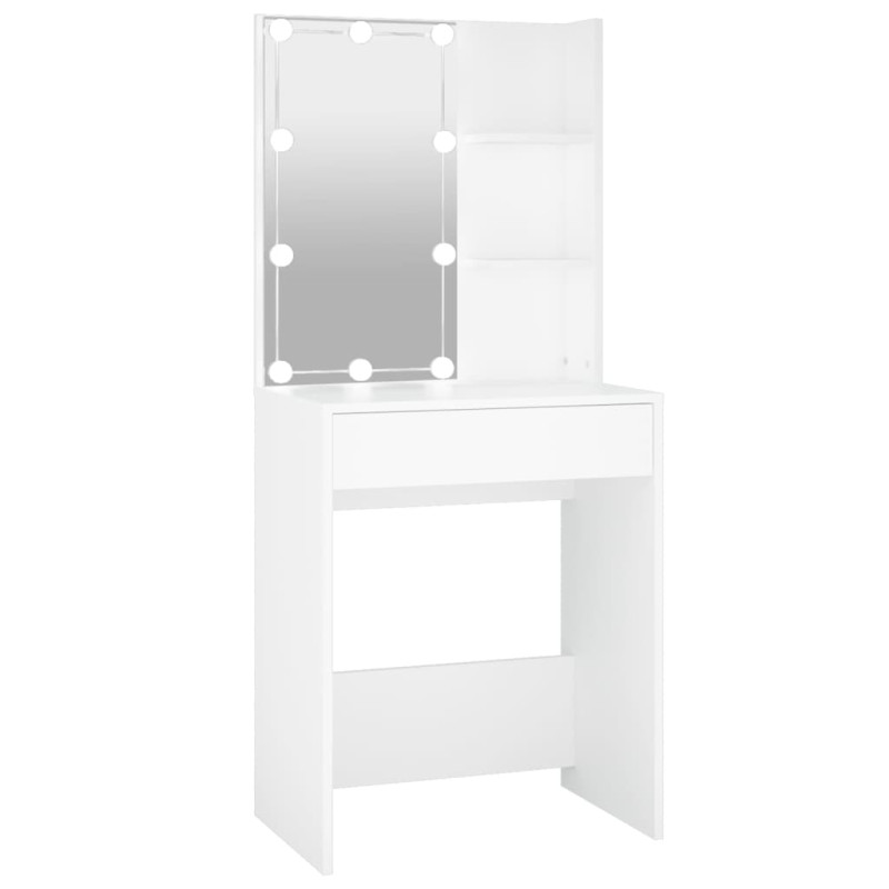 Produktbild för Sminkbord med LED vit 60x40x140 cm