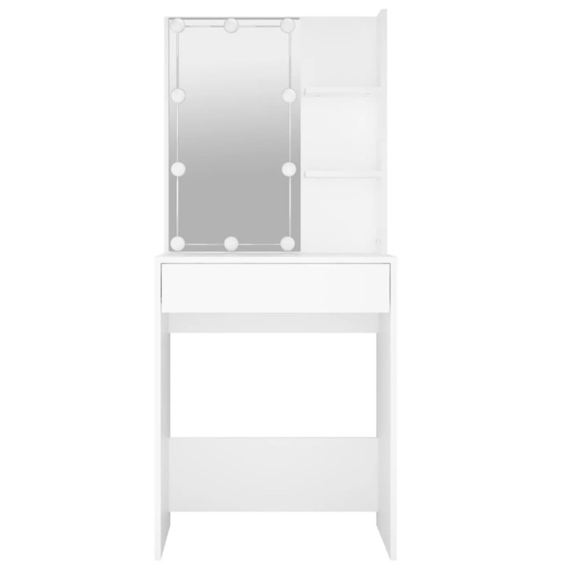 Produktbild för Sminkbord med LED vit 60x40x140 cm