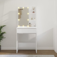 Miniatyr av produktbild för Sminkbord med LED vit högglans 60x40x140 cm