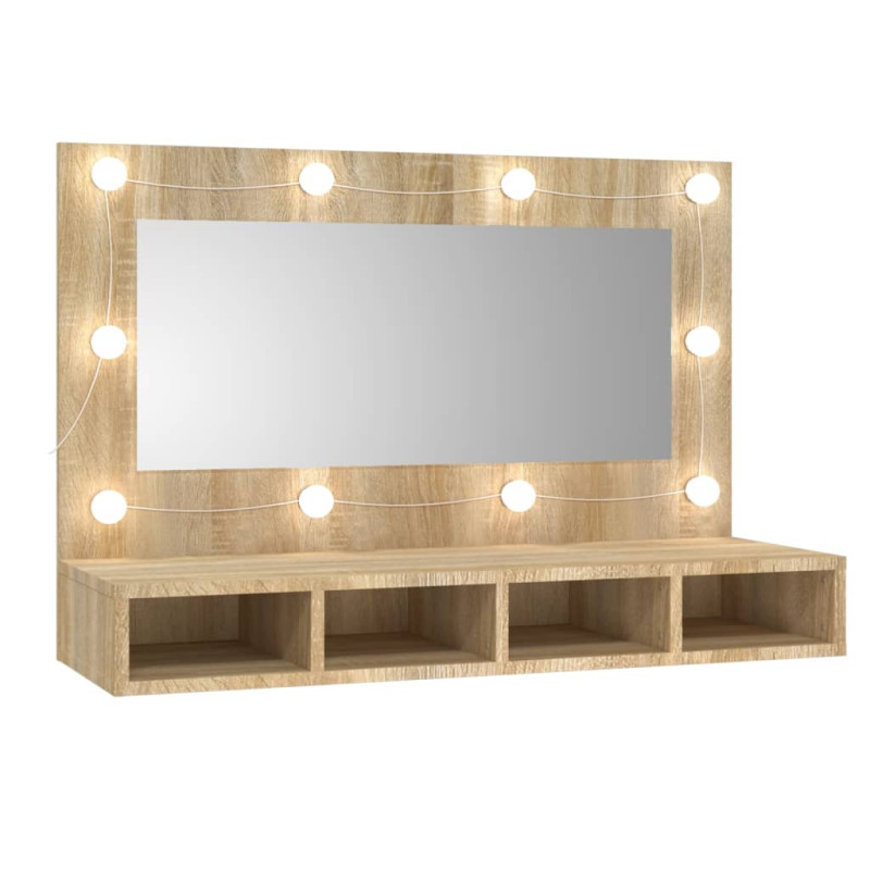 Produktbild för Spegelskåp med LED sonoma-ek 90x31,5x62 cm