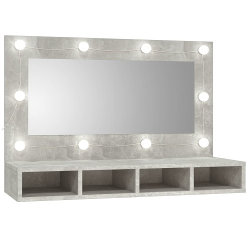 vidaXL Spegelskåp med LED betonggrå 90x31,5x62 cm