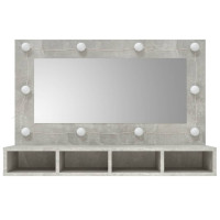 Produktbild för Spegelskåp med LED betonggrå 90x31,5x62 cm