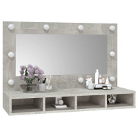 Produktbild för Spegelskåp med LED betonggrå 90x31,5x62 cm