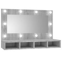 Miniatyr av produktbild för Spegelskåp med LED grå sonoma 90x31,5x62 cm