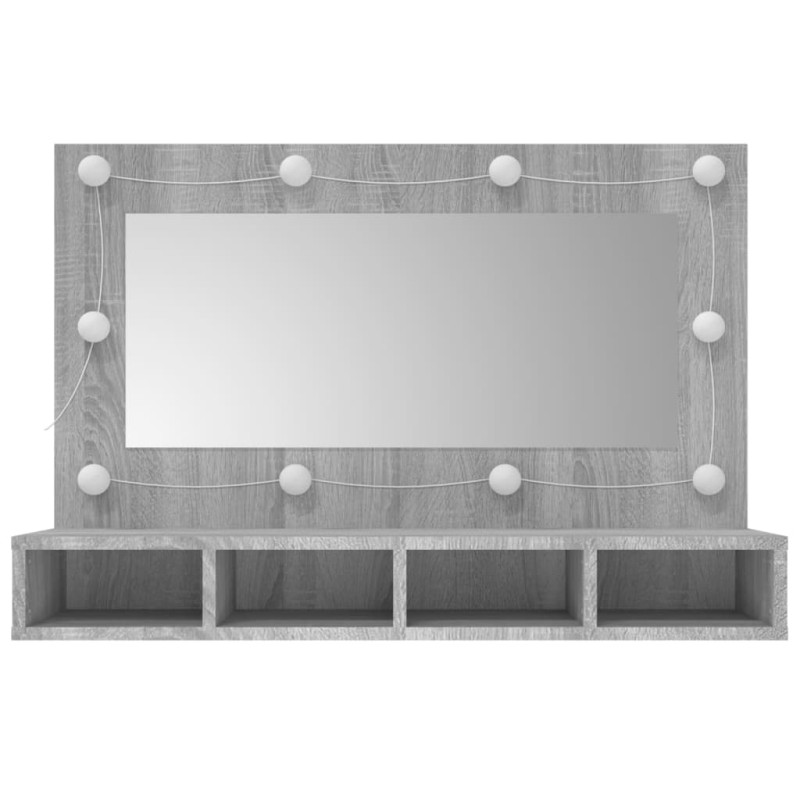 Produktbild för Spegelskåp med LED grå sonoma 90x31,5x62 cm