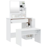 Produktbild för Sminkbord set vit högglans 86,5x35x136 cm