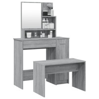Produktbild för Sminkbord set grå sonoma 86,5x35x136 cm