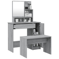 Produktbild för Sminkbord set grå sonoma 86,5x35x136 cm