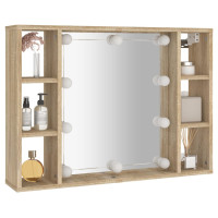Produktbild för Spegelskåp med LED sonoma-ek 76x15x55 cm