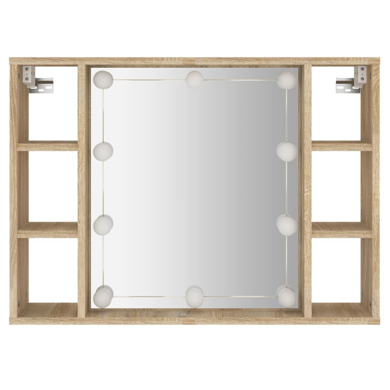 Produktbild för Spegelskåp med LED sonoma-ek 76x15x55 cm