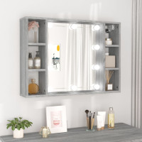 Miniatyr av produktbild för Spegelskåp med LED grå sonoma 76x15x55 cm