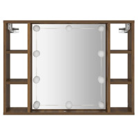 Miniatyr av produktbild för Spegelskåp med LED brun ek 76x15x55 cm