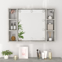 Produktbild för Spegelskåp med LED betonggrå 76x15x55 cm