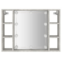 Produktbild för Spegelskåp med LED betonggrå 76x15x55 cm