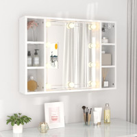Produktbild för Spegelskåp med LED vit högglans 76x15x55 cm