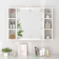 Produktbild för Spegelskåp med LED vit högglans 76x15x55 cm